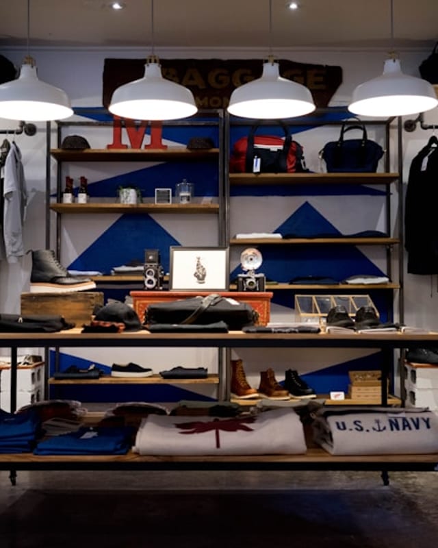 Clothing displays inside a retail store
